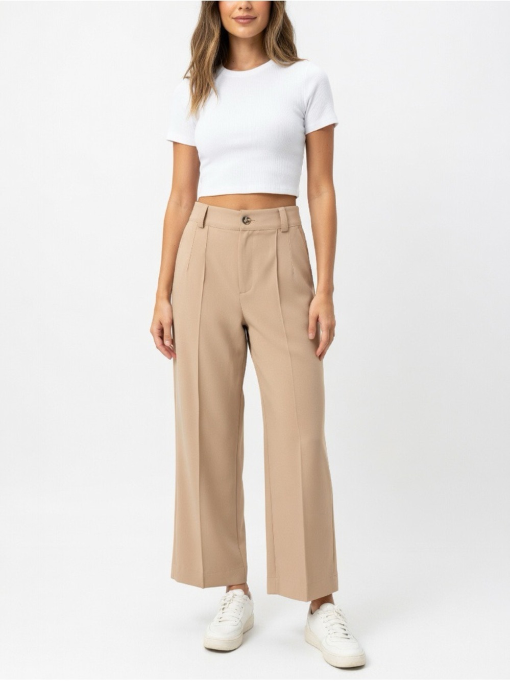 Zara Tan Wide-Leg Trousers